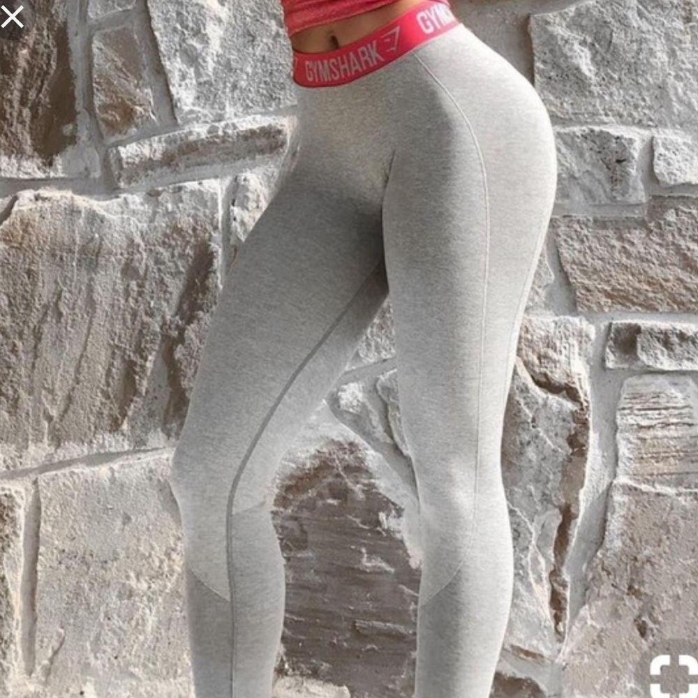 Light gray and pink gymshark leggings size medium